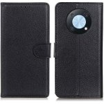 Litchi PU kožené peněženkové pouzdro na mobil Huawei Nova Y90 - černé – Zboží Živě