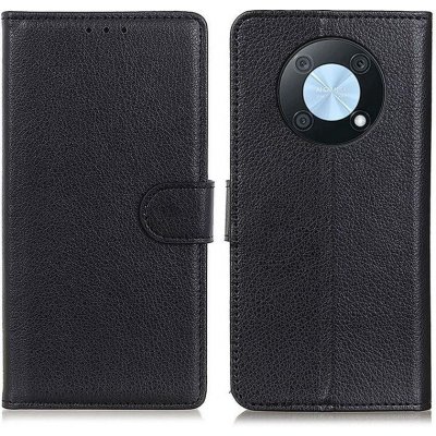 Litchi PU kožené peněženkové pouzdro na mobil Huawei Nova Y90 - černé – Zboží Živě