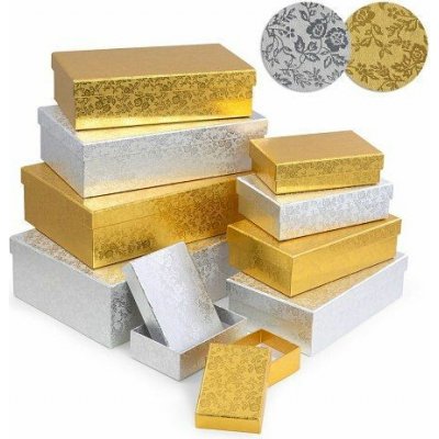 ARGUS Dárková krabice 8,5 x 6 x 2,8cm zlatá / stříbrná 25005205 – Hledejceny.cz