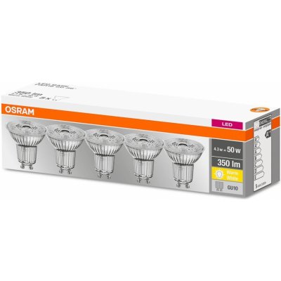 Osram 5PAK LED žárovka LED GU10 4,3W = 50W 350lm 2700K Teplá bílá 36° – Hledejceny.cz