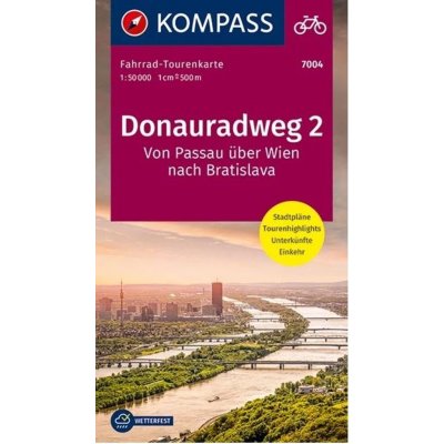 Donauradweg , Dunajská cyklostezka 2 (Kompass – 7004) - turistická mapa – Hledejceny.cz