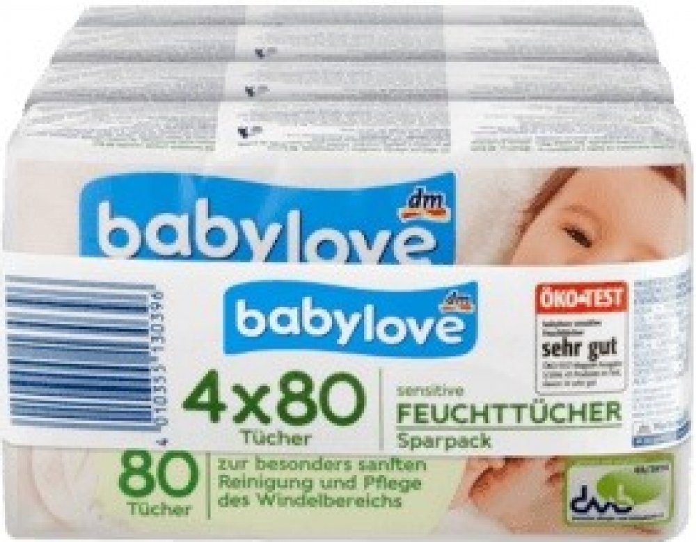 Babylove Sensitiv vlhčené ubrousky pro citlivou pokožku 4 x 80 ks 320 ks |  Srovnanicen.cz