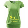 Těhotenské a kojící tričko Bezvatriko tričko s potiskem čáp přiletí zelená