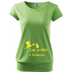 Bezvatriko tričko s potiskem čáp přiletí zelená