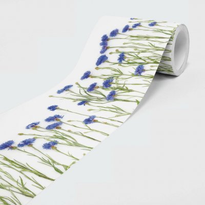 DIMEX SBD-15-028 Vliesová samolepicí bordura Modré květiny, rozměry 15 cm x 5 m – Zboží Dáma