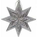 DECOLED Vánoční ozdoba na stromeček hvězda 10,5 cm, stříbrná, plast, k zavěšení – Hledejceny.cz