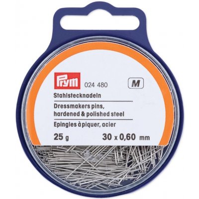 PRYM Špendlíky, 0,60 x 30 mm, stříbrné barvy, 25 g, krabička s poutkem – Zbozi.Blesk.cz