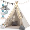 Deuba Dětský stan Teepee 160 x 130 x 130 cm bílý