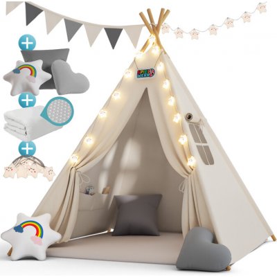 Deuba Dětský stan Teepee 160 x 130 x 130 cm bílý – Zboží Mobilmania