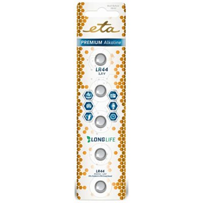 ETA PREMIUM ALKALINE LR44 5ks LR44PREM5 – Zboží Živě