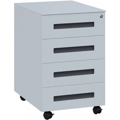 PKK 4 kontejner kovový pojízdný 4 zásuvkový bílý úchytka antracit – Zboží Dáma