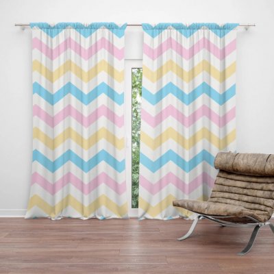 Sablio Závěs Tříbarevné klikyháky: 2ks 140x250cm – Zboží Mobilmania