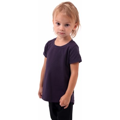 Bavlněná dívčí tunika, krátký rukáv, švestkově fialová