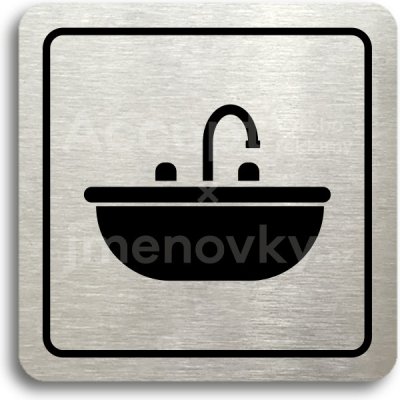 ACCEPT Piktogram koupelna - stříbrná tabulka - černý tisk – Zboží Mobilmania