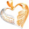 Přívěsky Šperky Eshop Zlatý přívěsek 585 filigránové srdce s dvoubarevnými andělskými křídly GG15.35