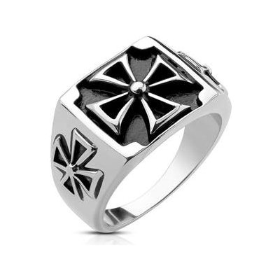 Šperky4U ocelový prsten maltézský kříž OPR0136