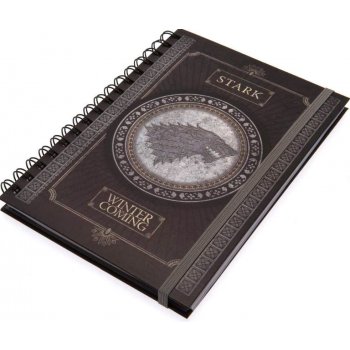 CurePink Poznánkový A5 blok Game of Thrones/Hra o Trůny: Stark Logo 14,8 x 21 cm kroužková vazba SR72501