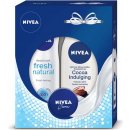 Nivea Cocoa Indulging výživné tělové mléko 250 ml + Fresh Natural antiperspirant sprej 150 ml + krém 30 ml dárková sada