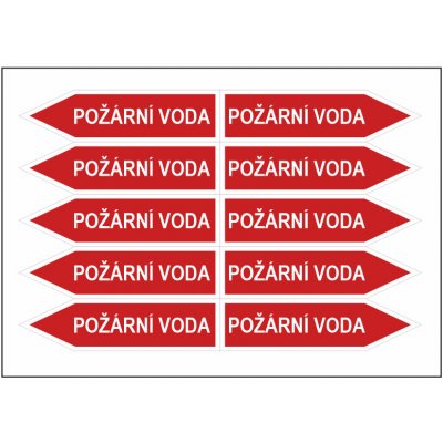 Jednosměrná šipka - Požární voda Samolepka PVC aršík potrubí velikost 0 – Zboží Dáma