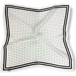 malý letuškový hedvábný šátek puntíkovaný bílý a černý puntík s linkou 100% hedvábí – Zboží Dáma