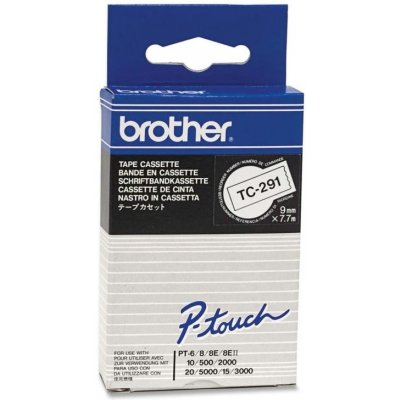 Brother - TC-291 bílá / černá (9mm) – Zboží Mobilmania
