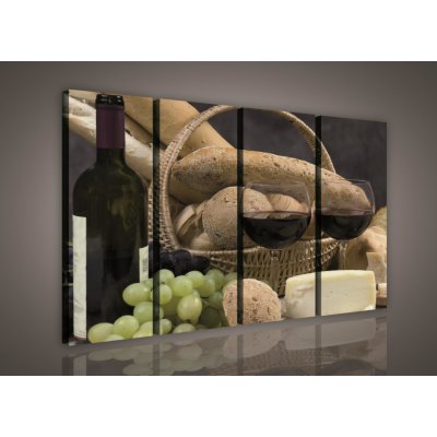 ForWall Obraz na plátně Bread and Wine 120 x 80 cm 4-dílný