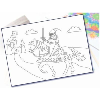 Radost v písku Šablona na pískování rytíř s hradem A5 148 x 210 mm – Hledejceny.cz