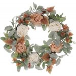 Autronic Věnec umělý 50 cm ojíněná zeleň s růžemi VED001 Zelená, Textil – Zboží Dáma