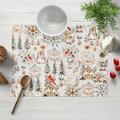 Biante bavlna prostírání Sandra SA-709 Zimní pohádka zeleno-hnědá na bílém 30x40 cm – Sleviste.cz