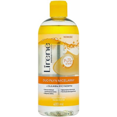 Lirene Micel Pure Nutri dvoufázová micelární voda s ricinovým olejem 400 ml