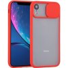 Pouzdro a kryt na mobilní telefon Apple Pouzdro AppleKing poloprůhledné s posuvnou krytkou čočky fotoaparátu iPhone XR - červené