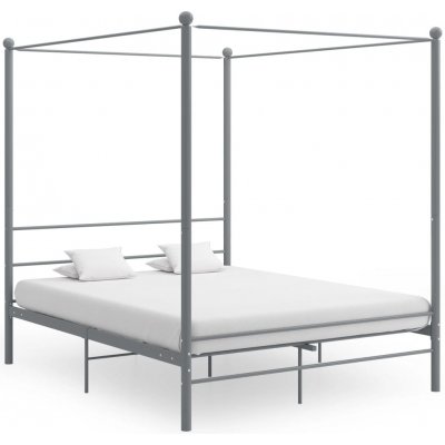Prolenta Maison Exclusive Rám postele s nebesy šedý kovový – Zboží Mobilmania