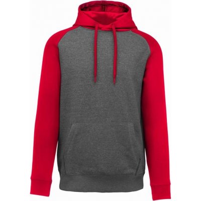 ProAct Mikina unisex Adult two-tone hooded sweatshirt Grey Heather/Sporty Red – Sleviste.cz