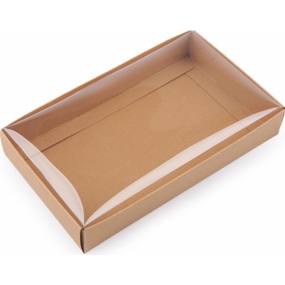 Prima-obchod Papírová krabice s průhledným víkem, barva 2 hnědá přírodní – Zbozi.Blesk.cz