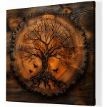 Obraz na plátně - Strom života Ygess, dřevo styl FeelHappy.cz Velikost obrazu (šířka x výška): 40 x 40 cm – Sleviste.cz