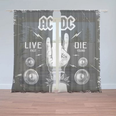Sablio Záclony ACDC Live fast, die young: 2ks 150x250cm – Zboží Mobilmania