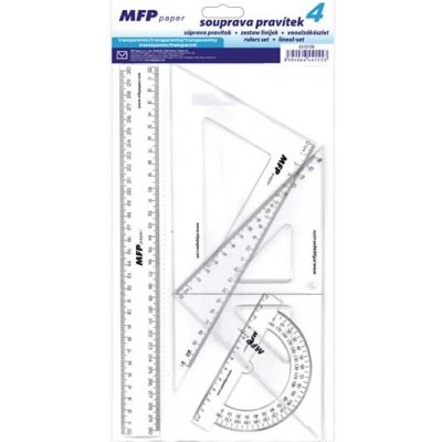 MFP Paper pravítko rýsovací set 4 kusy čiré 5310108 – Zboží Živě