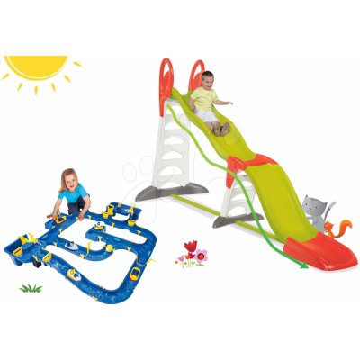 Smoby Set detská šmykľavka Toboggan Super Megagliss 2v1 +vodná dráha Amsterdam s loďkami SM310260-16 – Zboží Mobilmania