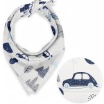 Biante Dětský bavlněný šátek Sandra SA-685 Modrá auta mezi stromy na bílém – Zboží Dáma