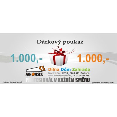 Dárkový poukaz 1000Kč č.162533 1 ROK – Hledejceny.cz