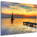 Skleněný obraz 1D - 100 x 70 cm - mar de colores člun moře jezero – Hledejceny.cz