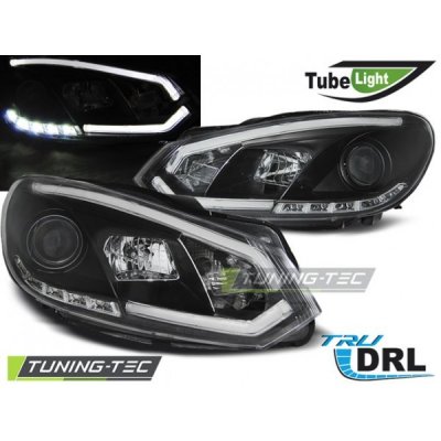 Přední světla s LED denními světly, Tube Lights VW Golf VI/6 08-12 černá – Zbozi.Blesk.cz