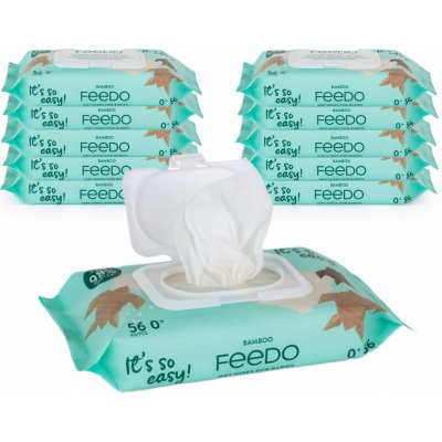 FEEDO Ubrousky vlhčené bambusové bioodbouratelné 56 ks – Sleviste.cz