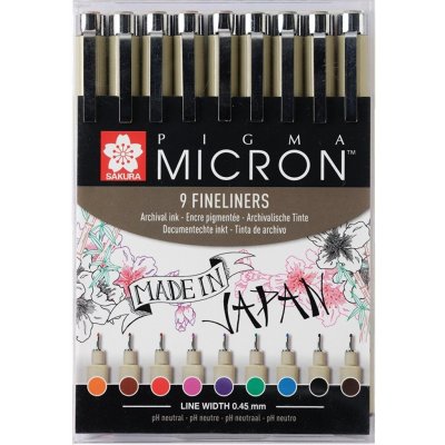 Linery Sakura Pigma Micron barevné, sada 9 ks – Zboží Dáma