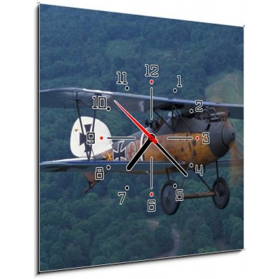 Obraz s hodinami 1D - 50 x 50 cm - World War I fighter První bojovník z první světové války – Zboží Mobilmania