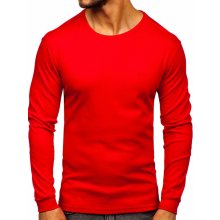 Bolf Červené pánské tričko s dlouhým rukávem bez potisku 145359