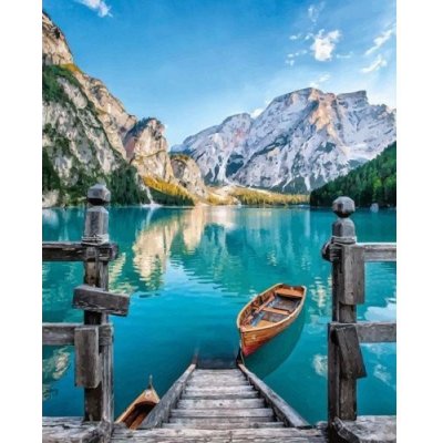 Figured ART Vyšívání křížkové sada Loďka na horském jezeře – Zboží Mobilmania