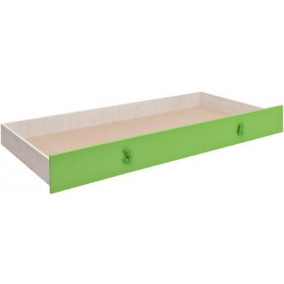 MATIS Dětská zásuvka pod postel Numero - dub bílý/zelená