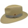 Klobouk Fedora luxusní panamský klobouk Bogart s šedou stuhou ručně pletený UV faktor 80 Ekvádorská panama