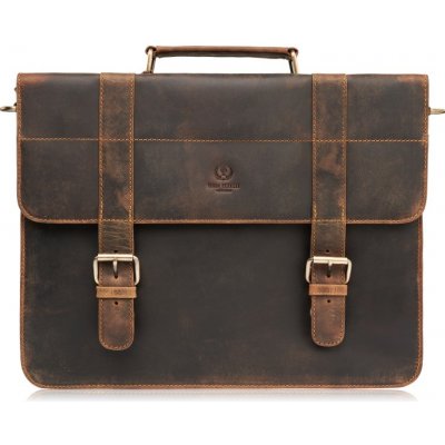 Paolo Peruzzi pánská kožená aktovka vintage tmavě hnědá – Zboží Mobilmania